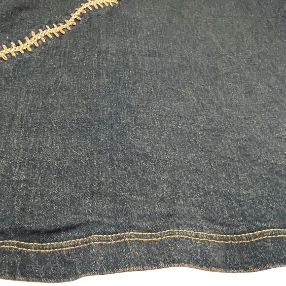 San Julian Denim Skirt A-Line S Whipstitch Below Knee Y2K Rare USA Fall Fit - Picture 10 of 11